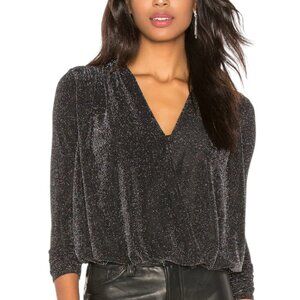 Bailey 44  Black Sparkle Metallic Wrap Top Lightweight and Stretch XS